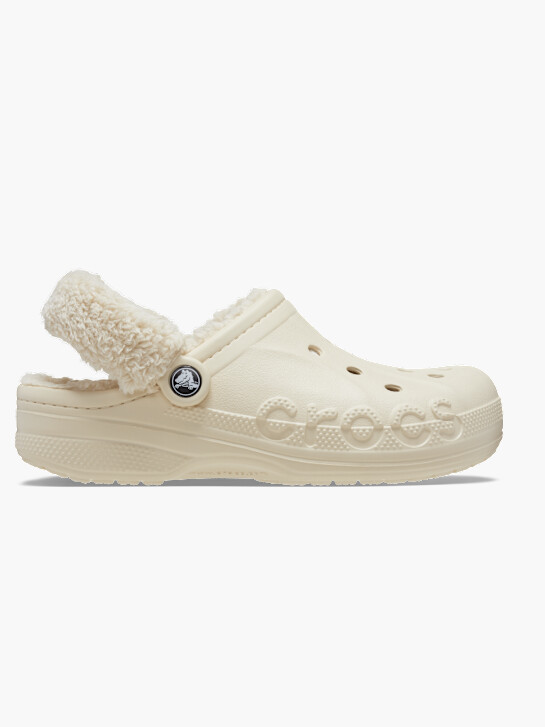 crocs baya gefÜttert fuzz-strap clog beige deichmann