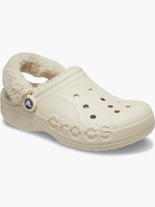 crocs baya gefÜttert fuzz-strap clog beige deichmann