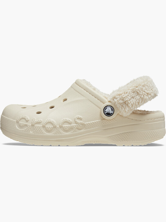 crocs baya gefÜttert fuzz-strap clog beige deichmann
