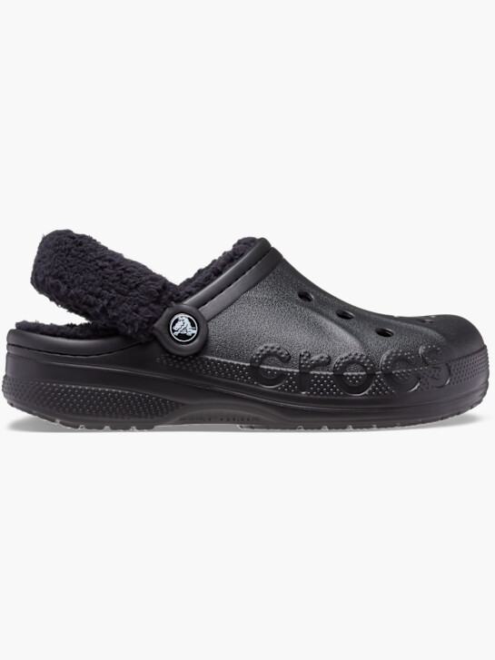 crocs baya gefÜttert fuzz-strap clog black deichmann