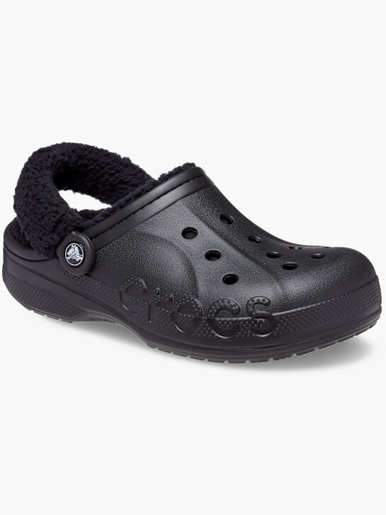 crocs baya gefÜttert fuzz-strap clog black deichmann
