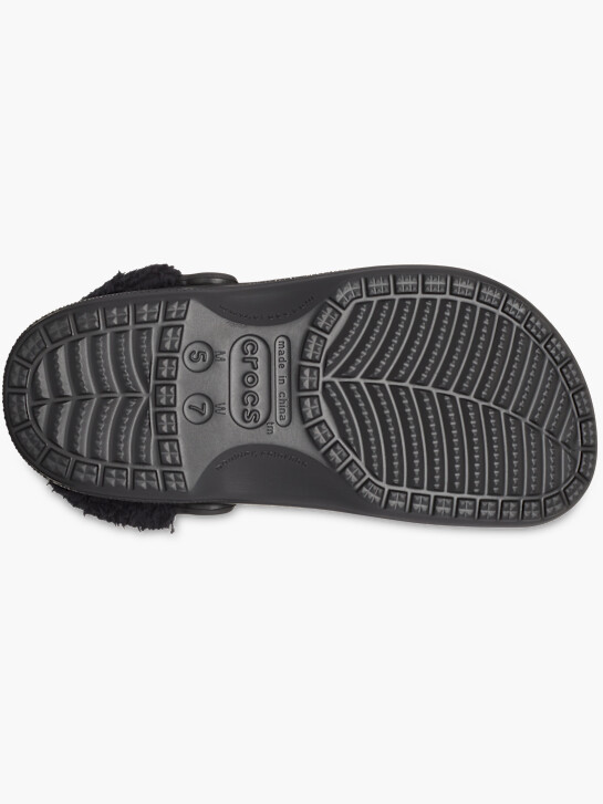 crocs baya gefÜttert fuzz-strap clog black deichmann